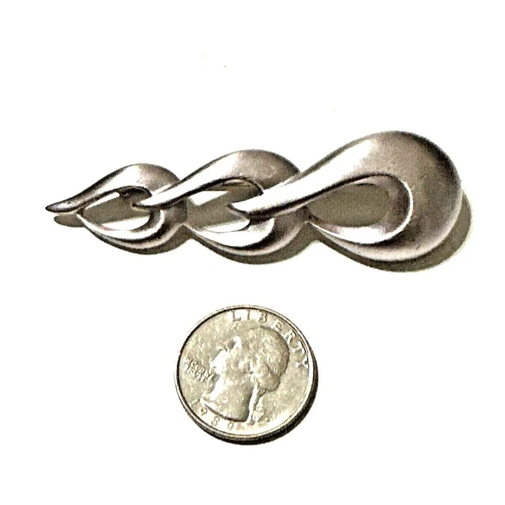 Vintage MONET MCM Modernist Abstract Swirl Loop Brooch Pin 3